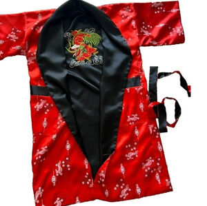 Silky satin dragon Reversible Kimono